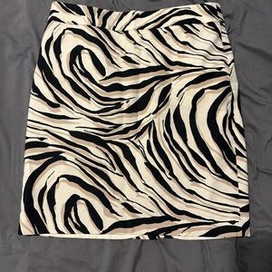 LOFT Black and Cream Zebra Print Mini Skirt